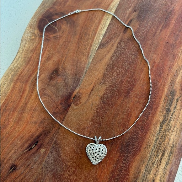 925 Sterling Silver Heart Pendant Necklace 18” Chain Vintage Rope Edge - Picture 2 of 8